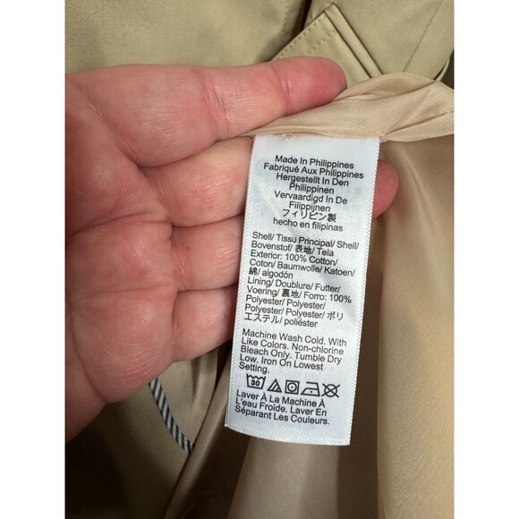 J.Crew 00 Double Breasted Rylee Trench Coat Tan Khaki Belted Cotton NWT - Picture 11 of 16